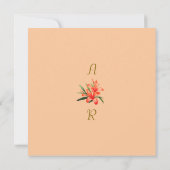 オレンジオレアンダー水彩花フローラ結婚ズ 招待状 (裏面)