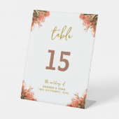 オレンジオレアンダー結婚フラワーのテーブル番号 台座サイン (正面)