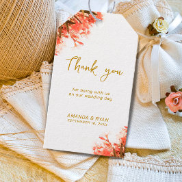 オレンジオレアンダー花オンビーチ結婚式ありがとう ギフトタグ