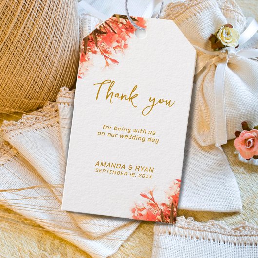 オレンジオレアンダー花オンビーチ結婚式ありがとう ギフトタグ