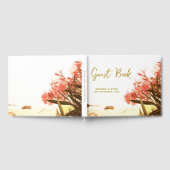 オレンジオレアンダー花オンビーチ結婚式 ゲストブック (全面)