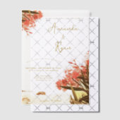 オレンジオレアンダー花オンビーチ結婚式 ベラム紙招待状 (オフセット (招待状))