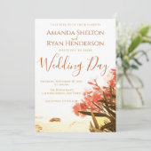 オレンジオレアンダー花オンビーチ結婚式 招待状 (スタンド正面)