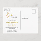 オレンジオレアンダー花フォトウェディング日付を保存 案内ポストカード (裏面)