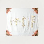 オレンジオレアンダー花結婚の歓迎の背景 タペストリー (正面(横))