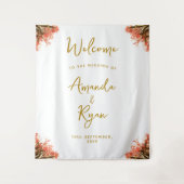 オレンジオレアンダー花結婚の歓迎の背景 タペストリー (正面)