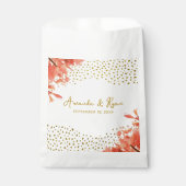 オレンジオレアンダー花金ゴールド結婚グリッター フェイバーバッグ (正面)