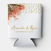 オレンジオレアンダー花金ゴールド結婚グリッター 缶クーラー (正面)