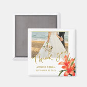 オレンジオレアンダー花photo Thank 結婚's マグネット (正面/裏面)