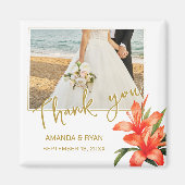 オレンジオレアンダー花photo Thank 結婚's マグネット (正面)