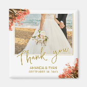 オレンジオレアンダー花photo Thank 結婚's マグネット (正面)