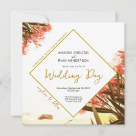 オレンジオレアンダーon theビーチ結婚フローラ 招待状