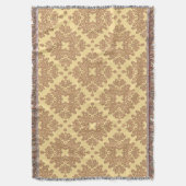 オレンジオンクリームアラベスクデザイン スローブランケット (正面縦)