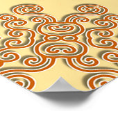 オレンジオンクリームアラベスクデザイン ポスター (角)