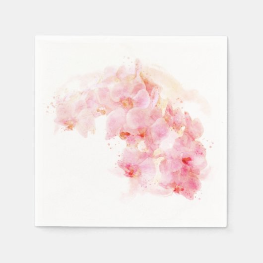 オレンジオーキッドウォーターカラーフラワー結婚ズ スタンダードカクテルナプキン (正面)