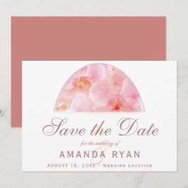 オレンジオーキッドウォーターカラーフラワー結婚ズ セーブザデート