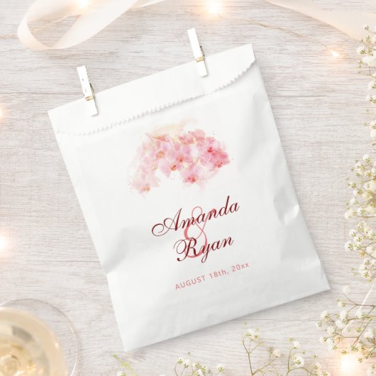 オレンジオーキッドウォーターカラーフラワー結婚ズ フェイバーバッグ (クリップ留めされた状態)