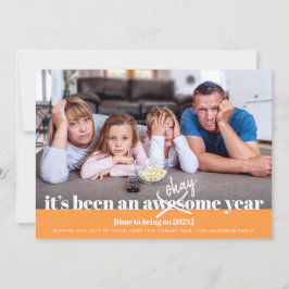 オレンジオーケー新年おもしろいの写真モダンはっきりした シーズンカード