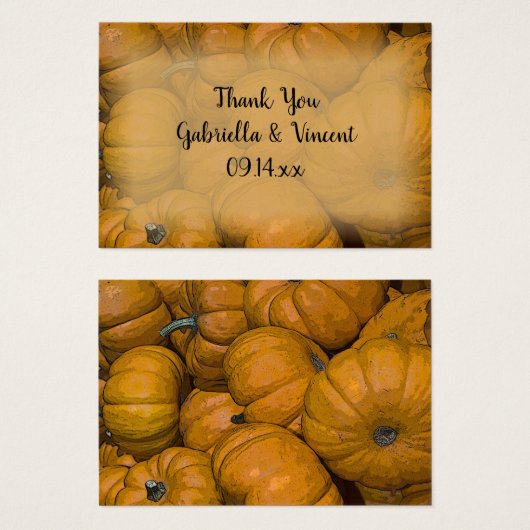 オレンジオータムカボチャ結婚式の引き出物ラベル (正面&裏面)