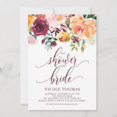 オレンジオータムフローラガーランド秋ブライダルシャワー 招待状 (正面)