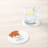 オレンジオータムメープルリーフ結婚ズ/婚約 ラウンドペーパーコースター (インサイチュ)