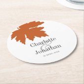 オレンジオータムメープルリーフ結婚ズ/婚約 ラウンドペーパーコースター (アングル)