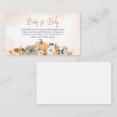 オレンジオータム秋フローラカボチャブックスベビー エンクロージャーカード (正面/裏面)