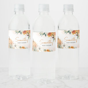 オレンジオータム秋フローラカボチャ赤ちゃんシャワー ペットボトルラベル