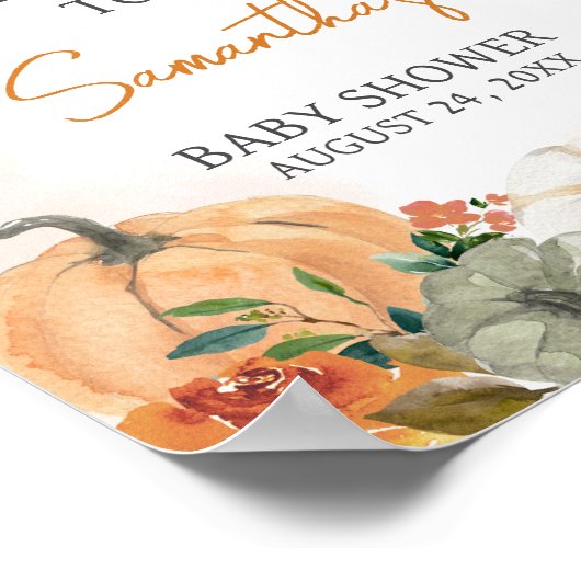 オレンジオータム秋フローラパンプキンウェルカム ポスター (角)