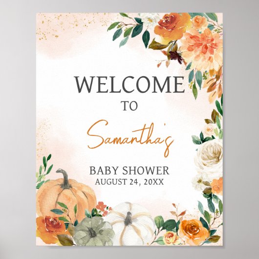 オレンジオータム秋フローラパンプキンウェルカム ポスター (正面)