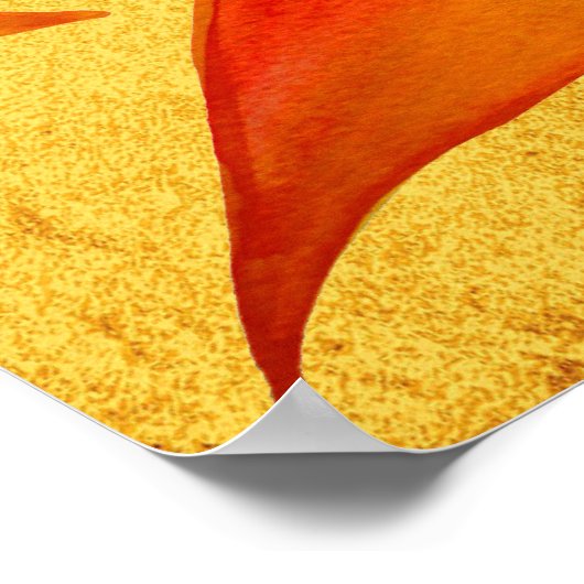 オレンジオータム紅葉ウォーターカラーイラストレーション ポスター (角)