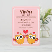 オレンジオールズツインガールズレッドストライプベイビーシャワー 招待状 (スタンド正面)