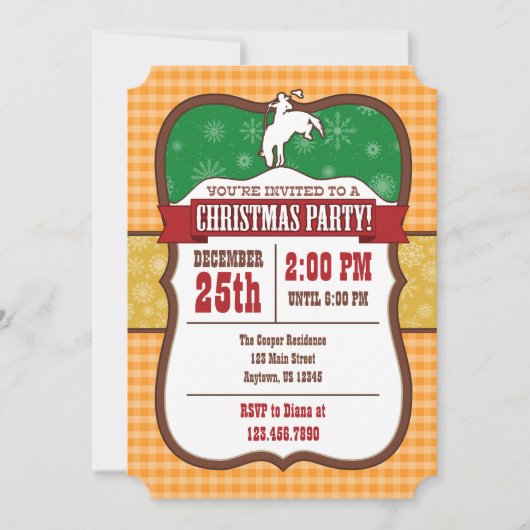 オレンジカウボーイクリスマスパーティー招待状 招待状 (正面)