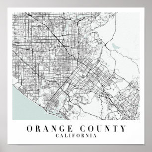 オレンジカウンティカリフォルニアブルーウォーター通りの地図 ポスター