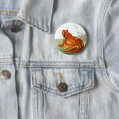 オレンジカエルヴィンテージイラストレーション 缶バッジ (インサイチュ)