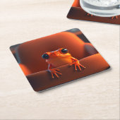 オレンジカエル スクエアペーパーコースター (アングル)