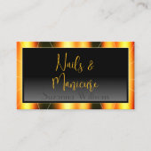 オレンジカジュアル色の枠と写真付き黒のグラデーション 名刺 (正面)