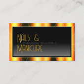 オレンジカジュアル色の枠の黒いグラデーション(ロゴ付きクール) 名刺 (正面)