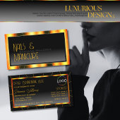 オレンジカジュアル色の枠の黒いグラデーション(ロゴ付きクール) 名刺