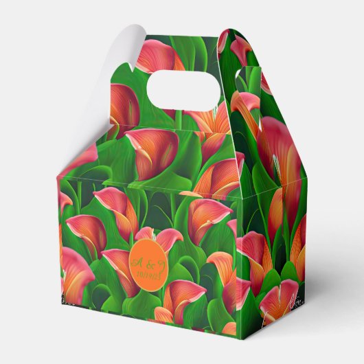 オレンジカスタイリッシュラユリとグリーンボタニカル フェイバーボックス (正面サイド)