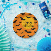 オレンジカスタムとブラックのこうもりハローウィンパーティ ペーパープレート (パーティー)