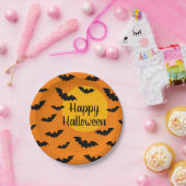 オレンジカスタムとブラックのこうもりハローウィンパーティ ペーパープレート (パーティー)