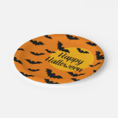 オレンジカスタムとブラックのこうもりハローウィンパーティ ペーパープレート (アングル)