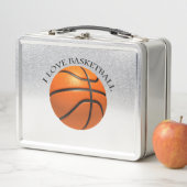 オレンジカスタムとブラックレザーバスケットボール メタルランチボックス (インサイチュ)
