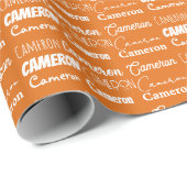 オレンジカスタムタイポグラフィコラージュ誕生日 ラッピングペーパー (ロールコーナー)