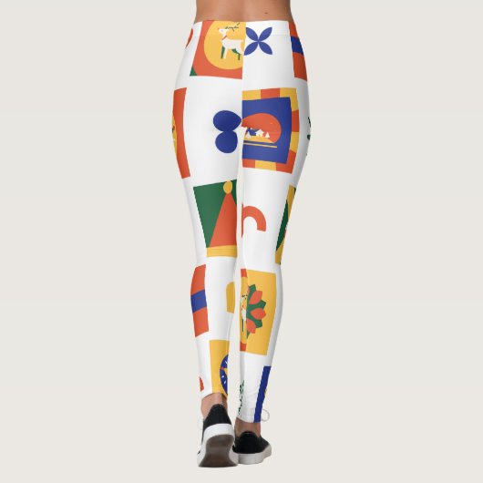 オレンジカスタムブルーグリーンのクリスマスブランド レギンス (裏面)