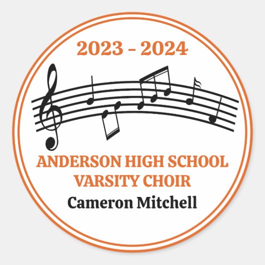 オレンジカスタム合唱団の高校卒業パーティー ラウンドシール (正面)