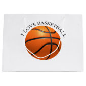 オレンジカスタム色とブラックレザーバスケットボール大g ラージペーパーバッグ (正面)