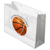 オレンジカスタム色とブラックレザーバスケットボール大g ラージペーパーバッグ (正面アングル)