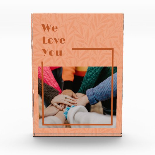 オレンジカスタム色に動く友達のための遠くに贈り物 フォトブロック (正面)